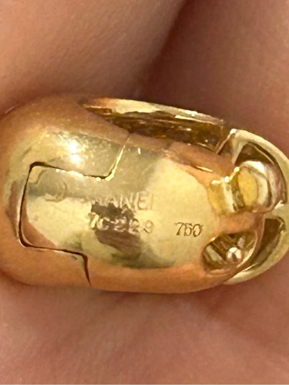 CHANEL Vintage Fine Jewelry 18k Gold Pave Diamond Dome Huggie Earrings